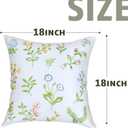 Pillow Covers 18 x 18 Inches Set of 2 White Soft Throw Pillow Covers Farmhouse Decoration Exquisite Embroidery Cushion Covers for Home Bed Couch Sofa (Garden-green)