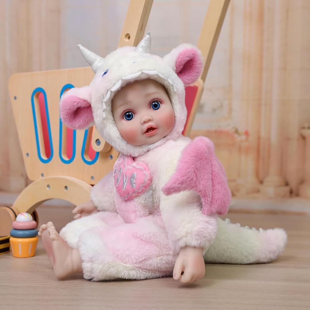 Cloveray Baby Dolls, 18inch Large Realistic Cute Soft Body Baby Doll Real Life Baby Dolls with Accessories for 3+ Year Old Girls Gifts, Pretend Play, Collection, Love Slogan Design (Pink & White)