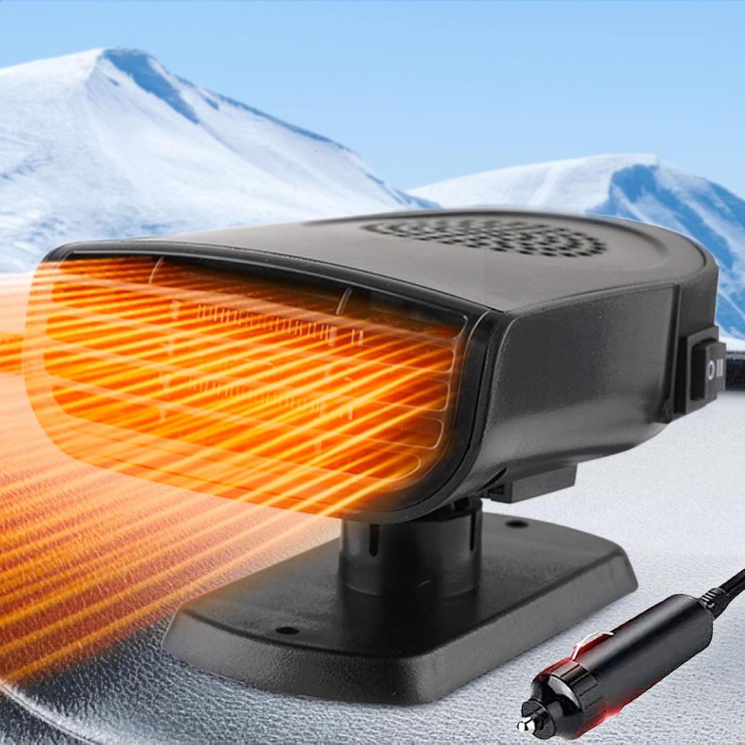 Car Heater Portable Car Heater : 2 in 1 Fast Heating Defrost Defogger That Plugs into Cigarette Lighter for SUV Jeeps 12V 150W(Black)