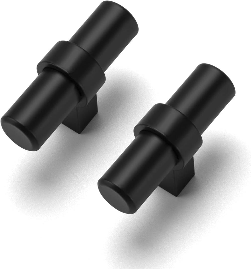 goldenwarm 15 Pack Black Cabinet Knobs Kitchen Cabinet Handles Dresser Drawer Pulls, T-bar Closet Knobs (Single Hole)
