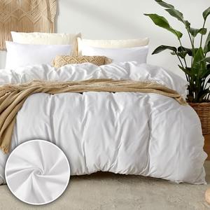 Dreamhood Duvet Cover Queen Size 90x90 and 2 Pillow Cases Soft Comfy Duvet Cover Set 3 Pieces with Button Closure Breathable Durable Bedding for All Seasons White
