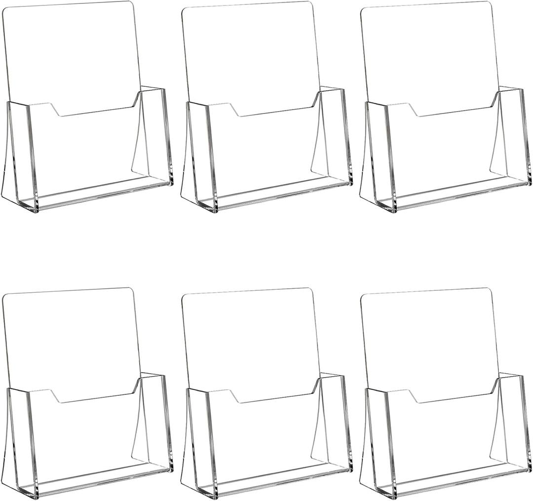 Acrylic Brochure Holder 8.5 x 11 inch 6 Pack, Flyer Holders Display Stand