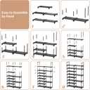 ROJASOP Shoe Rack Organizer, 8-Tier Metal Shoe Rack for Closet Entryway Garage, 26-32 Pairs Tall Shoe Boot Storage Shelf with 15 Hooks, Stackable Large Shoe Stand