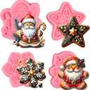 3 x 4 Pcs Christmas Santa Claus Silicone Molds, Snowflake Chocolate Fondant Mold, for Cupcake Toppers Cake Decorations Candy Sugar Craft Chewing Gum Desktop Decor Ornaments Resin Pendant Clay