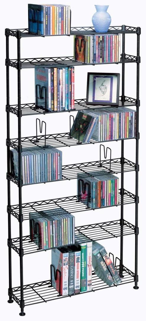 Atlantic Maxsteel 8-Tier Heavy Gauge Steel Wire Storage Shelving, holds up to 440 CD; or 228 DVD; or 264 Blu-Ray/Video Game discs, also great for organize collectable/memorabilia, in Black  PN 3020