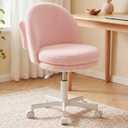 GTPLAYER Velvet Tall Office Chair with Wheels Vanity Chairs with Back, Versatile Height Use: Office to Bar Stools Small Ergonomic Comfy Armlees Computer Desk Chair with Bow Lumbar Pillow for Gift