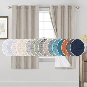 PrinceDeco Blackout Curtains 63 Inch Length Linen Texture Drapes for Bedroom Living Room Thermal Insulated with White Liner Grommet Room Darkening Curtains & Drapes (2 Panels, Cobblestone)