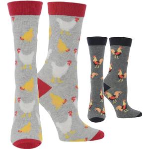 3 x WHD Chicken Crew Socks for Women & Men, Medium
