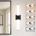 Modern Wall Sconce 22 Inch Black Bathroom Sconces Led Wall Lights with Acrylic Shade Hardwired Long Vanity Lighting Fixtures Over Mirror for Bedroom Living Room Hallway, 22 Inch (1 Pack)