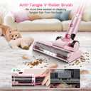 Cordless Cleaner Vacuum for Home: 6-in-1 Stick Vacuum with Anti-Tangle Brush, Self-Standing, HD Display, Rechargeable Vacuum for Pet Hair-Dark Pink