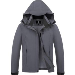 Womens Waterproof Rain jacket Lightweight Active Outdoor Raincoat with Removable Hood (Medium, Grey)