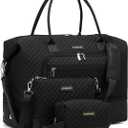 Weekender Bags for Women, Travel Duffle Bag Carry On Overnight Bag with Cosmetics Bag and Crossbody Purse for Gym Hospital, Gifts for Women, Black (Medium)