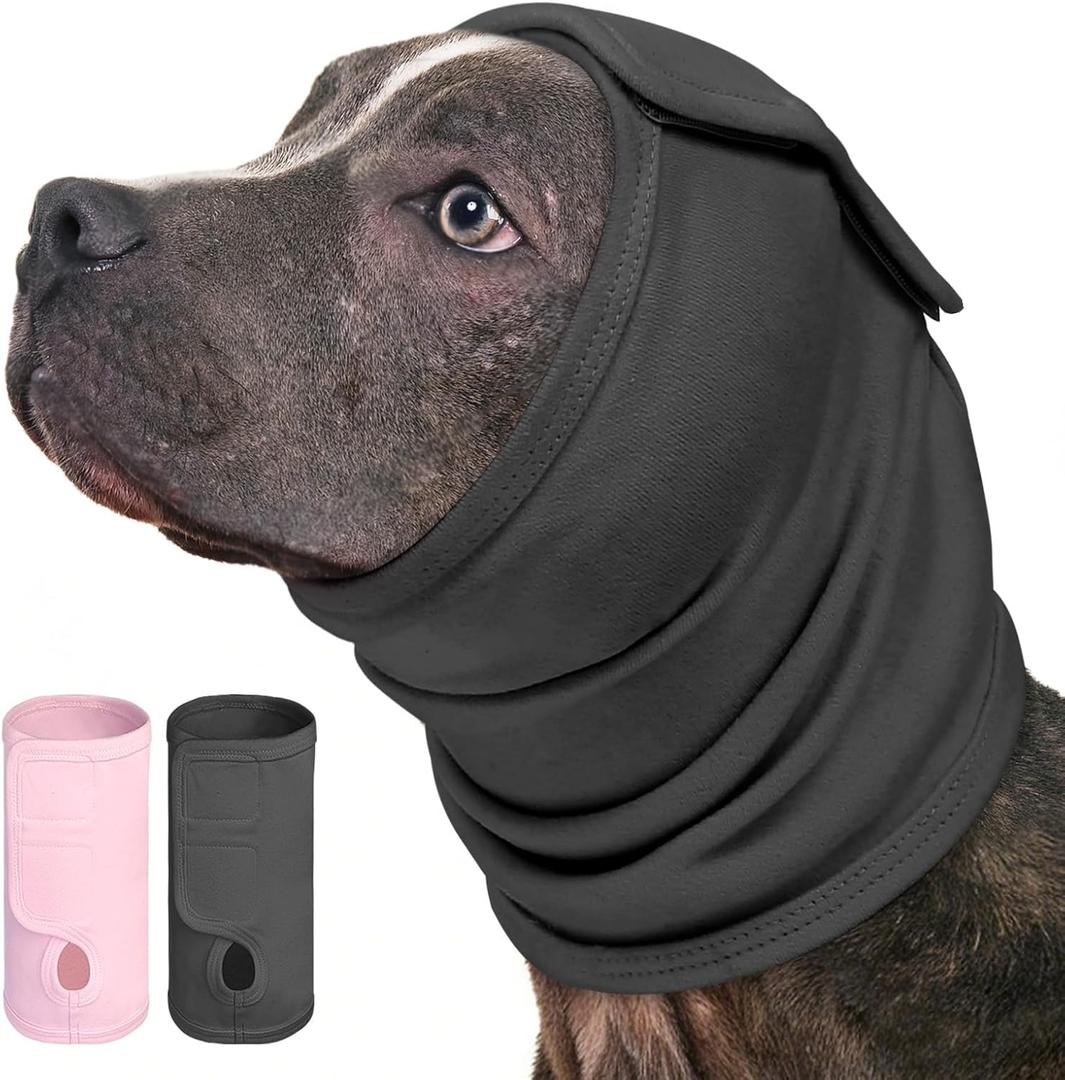 AOFITEE Dog Calming Hoodie, Anti-Slip Headband for Dog Hematoma, Adjustable Dog Ear Muffs Cover for Noise Anxiety, Dog No Shake Ear Wrap for Grooming, Fireworks, Thunderstorms, Drying, Grey Small