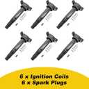6Pcs UF487 Ignition Coils & Double Iridium Spark Plugs for 2005-2018 Toyota Camry/Avalon/Highlander 3.5L V6 - Replaces 90919-02251, 90919-A2002