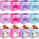 Marsui 12 Pcs Clear Storage Bins Collapsible Cube Fabric Storage Organizer Bin with Window for Kid Room Daycare Nursery Playroom(Blue, Purple, Rose, Pink,Solid)