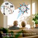pealstar Large Outdoor Thermometer Sun Decorative Outdoor Thermometers for Patio Waterproof Metal Wall Thermometer No Need Battery for Garden Yard Garage Decor
