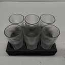 Set of 6 Oversize Ribbed Glassware, 20oz Vintage Clear Glass Tumbler, Large capacity, Origami Style, Fluted Design, Ideal for Water, Iced Coffee, Beer, Tea, Latte, Housewarming Gift (Large)