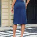 Denim Skirt Women Long Jean Skirts Stretch High Waisted Button Down Front Slit A Line with Pockets (8, 01-blue)