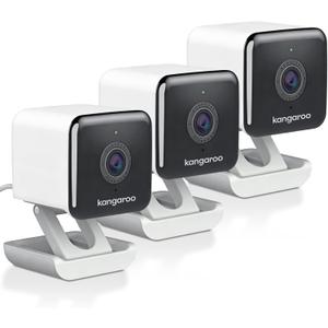 3 Pack Kangaroo Mini Security Camera, Indoor Outdoor WiFi Camera with AI Detection, Color Night Vision, Two-Way Audio, Compact Design for Wall or Table (3 Camera)