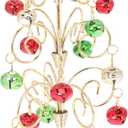 VICASKY Desktop Holiday Tree Ornament Metal Christmas Decoration Rotatable Calendar Xmas Ornaments Realistic Display Stand Gold Table Decor Tabletop Mini Trees (11.40X3.73 Inch)