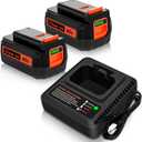 2Packs 3000mAh 40V LBX2040 Replacement Battery and Charger Compatible with Black and Decker 40 Volt Battery Lithium LBX2040 LBXR36 LBXR2036 LST540 LCS1240 LBX1540 LST136W Cordless Power Tool (Orange)