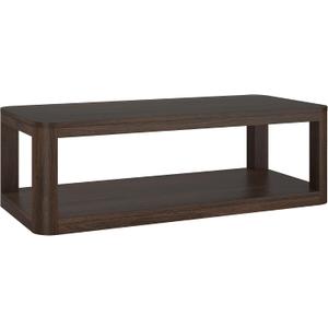 Henn&Hart 47" Modern Rectangular Low-Profile Coffee Table with Open Storage Shelf for Living Room, Family Room, or Office, Rich Brown