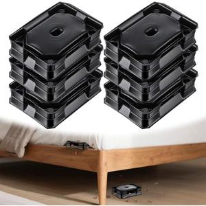 Qualirey 6 Set Bed Bug Detector & Trap, Bedbug Traps with Strong Glue, Bedbug Interceptors, Early Detection Glue Trap for Bed Legs, Indoor Pest Control Blocker for Home and Travel (Black)