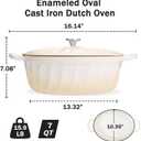 Enameled Oval Dutch Oven Pot with Lid, 7 QT Cast Iron Dutch Oven with Dual Handles for Cooking, Bread Baking, Frying, Non-stick Enamel Coated Oven (Caramel White)