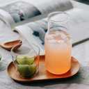 Bedside Water Carafe Set with Tumbler Glass Set, Nightstand Night Water Carafe with Cup Set, Glass Mouthwash Bottle Clear Juice Water Pitcher (500ml)