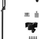 Mic Stand Floor Boom Arm for Blue Yeti, Nano, Snowball, HyperX QuadCast, SM7B MV7, Fifine K688 and More Mic, Floor Microphone Stand with 3/8" to 5/8" 1/4" Screw, Pop Filter Mic Clip Cable Ties