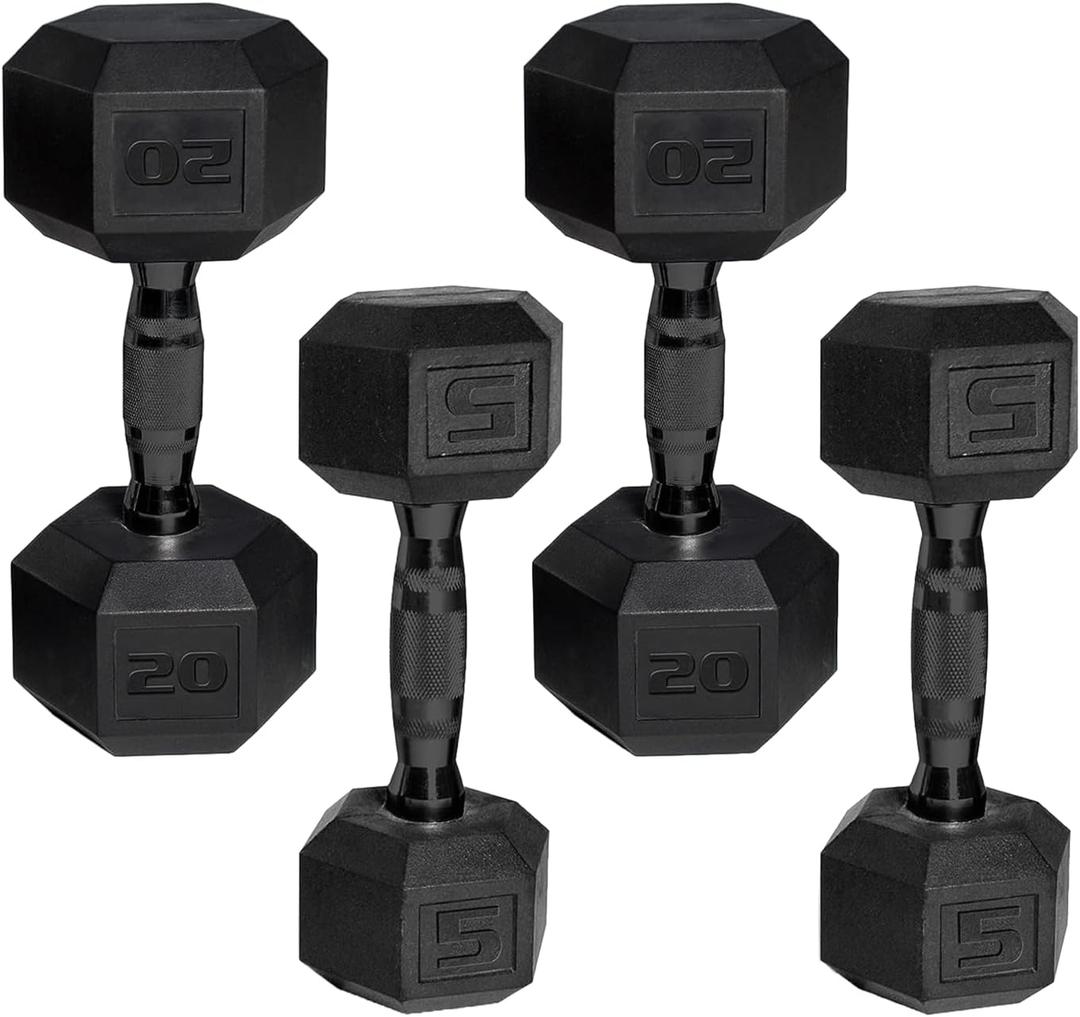 CAP 50 lbs Coated Dumbbell Set | Multiple Styles (Black handles)