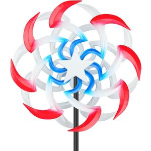 Wind Spinners Outdoor Metal with Patriotic, American Flag Pinwheel Decorations with Metal Stake, Yard Art Decor for Patio, Lawn & Garden, Creative Gifts 57.5 * 13 Inch