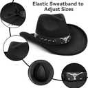 WQWOVRVO Cowboy Hat,Cowgirl Hat,Cowboy Hats for Women Men Western Cowgirl Hats White/Black (Black), One Size