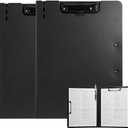 FRETONBA Clipboard Folder, 2 Pcs A4 Foldable Clipboard with Horizontal and Vertical Double Metal Clips, 360 Degree Foldable Binder Clipboards with Pen Holder, File Cover Work Folder Clipboards, Black