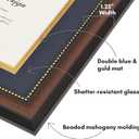 Americanflat 11x14 Diploma Frame - Use as 8.5x11 Certificate Frame or Display 11x14 Photo Without Mat - Legacy Collection - Beaded Mahogany Vintage Frames - Shatter-Resistant Glass - Blue and Gold Mat