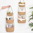 Hanging Storage Baskets, Over the Door Basket, Cotton Wall Baskets Storage, Hanging Door Basket with 4 Hooks