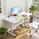 MOUNTUP 55x28 Inches Electric Height Adjustable Standing Desk, Sit Stand Desk with Memory Controller, Ergonomic Stand Up Desk for Home Office with Splice Board, White 
