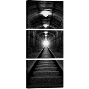 Nachic Wall Black and White Tunnel Wall Art Train Track Canvas Prints Industrial Railway Decor for Living Room Bedroom Office, Small