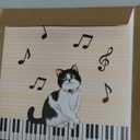 POPWOW Lovely Cats on Piano Pop Up Card, Funny, Cute, Cat Themed, 3D Greeting Card, Ideal Gifts for Cat Lover, Birthday, Valentines, Mother's Day, Kids, 5x7 - Includes Envelope And Message Note