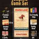 Horse Racing Board Game - Large 22 Inches Folding Horse Race Game Board Adult - Exciting Family Racing Set with Built-in Storage for Premium Chips, 2 Sets of Cards, 2 Dice, and 11 Metal Derby Tokens