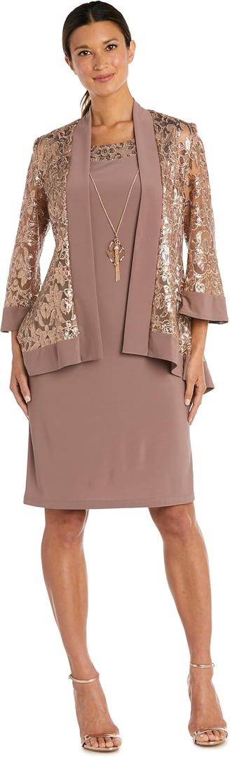 R&M Richards Womens Formal Sequined Jacket Dress (18)