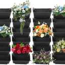 30 Pack Vertical Garden Planter, 13 inch Wall Mounted Planter for Patio Indoor Outdoor Decor, Garden Self Watering Pot Balcony Plant Vegetable Fruit Herb Hanging Pocket Holder Flowerpot(Black)