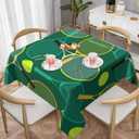Tennis Rackets and Balls Tablecloth Square 60 Inch Green Waterproof Table Cover for Party Picnic Dining Room Kitchen BBQ Wedding Indoor Outdoor Table Cloth Home Decor