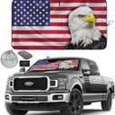 Autoamerics Truck Windshield Sun Shade with Storage Pouch & Anti-Slip Dash Pad - Foldable American Eagle Flag Design - Fits Most SUVs & Trucks - Blocks UV Rays, Keeps Car Cool | X-Large (66 x 36 in)