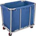 12 Bushels Laundry Cart Commercial/Home,Heavy Duty Large Stainless Steel Rolling Laundry Basket with Wheelsfor Laundry Organizer and Storage,260LBS Load (12 Bushels - Blue - 8 Tubes)
