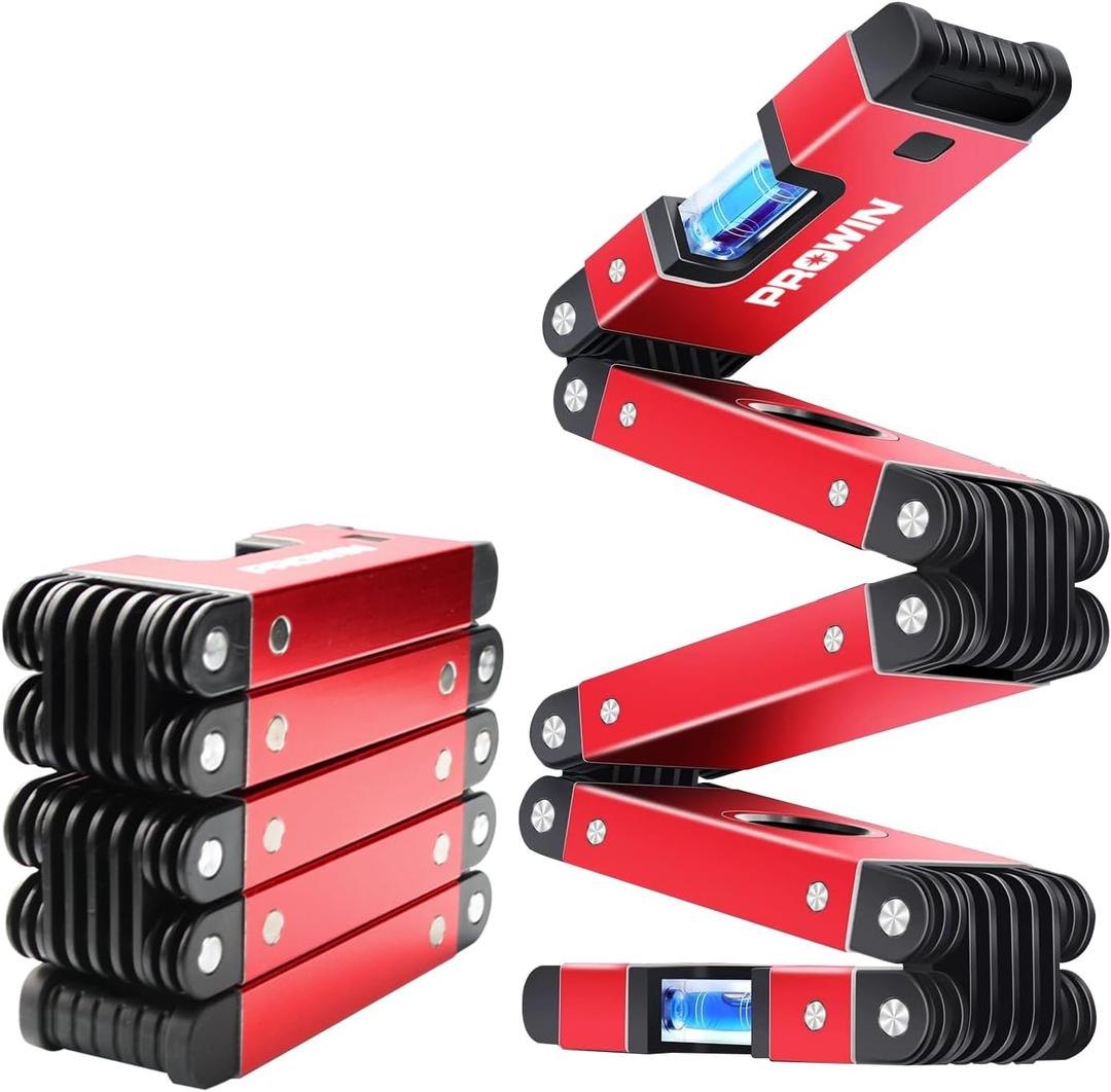Prowin 28-Inch Multi-Function Foldable Level Tool, Magnetic Foldable Ruler with 45/90/180 Vials, Compact and Precise Angle Measuring Tool for Woodworking, Construction, DIY Projects Gifts for Men