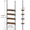 ALLZONE Bathroom Organizer, Over The Toilet Storage, 4-Tier Adjustable Wood Shelves for Small Rooms, Saver Space Rack, 92 to 116 Inch Tall, Narrow Cabinet, Rustic Brown