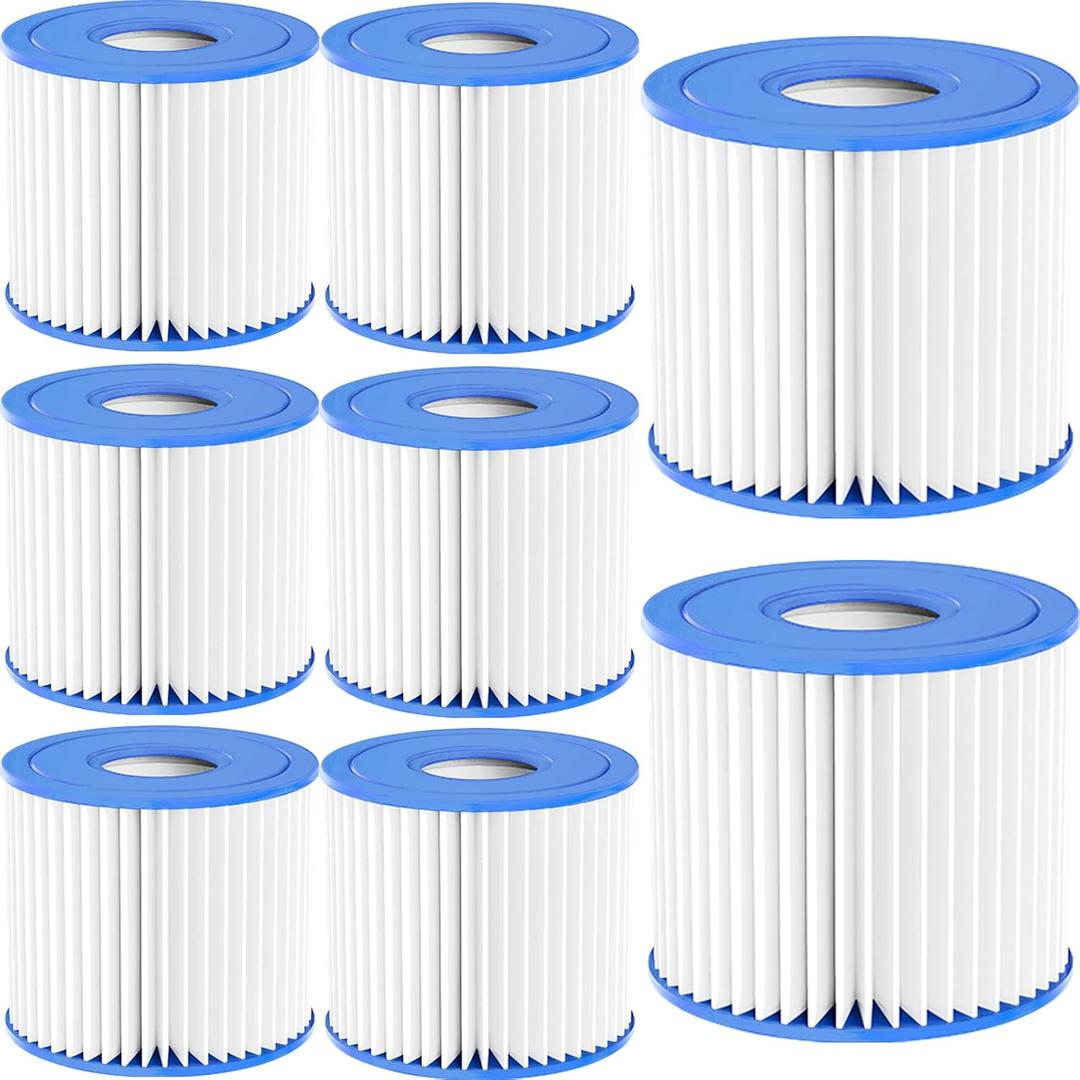 Type D Pool Filter Cartridge Compatible with Summer Waves 350, 400, 600 Pool Filter Type D, Intex, rx600, Summer Waves P57100102, P57000104, Size D Replacement (8 Pack)