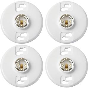 Saysurey 4 Pcs E26 Medium Base Ceiling Lamp Holder Keyless Light Sockets White Bulb Socket Incandescent Fluorescent CFL Lamp Holder 660w 250v (Phenolic Resin)