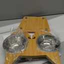 X-ZONE PET Elevated Dog Bowls for Cats and Dogs, Adjustable Bamboo Raised Dog Bowls for Small Dog, Food and Water Set Stand Feeder with 2 Stainless Steel Bowls and Anti Slip Feet (Height 4" to 4.5")